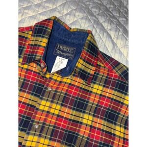 Wrangler TwentyX Plaid Button Shirt Mens M/L Western Flannel Red Yellow